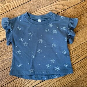 Rylee + Cru Blue Floral Ruffle Tee - Size 0-3 Months